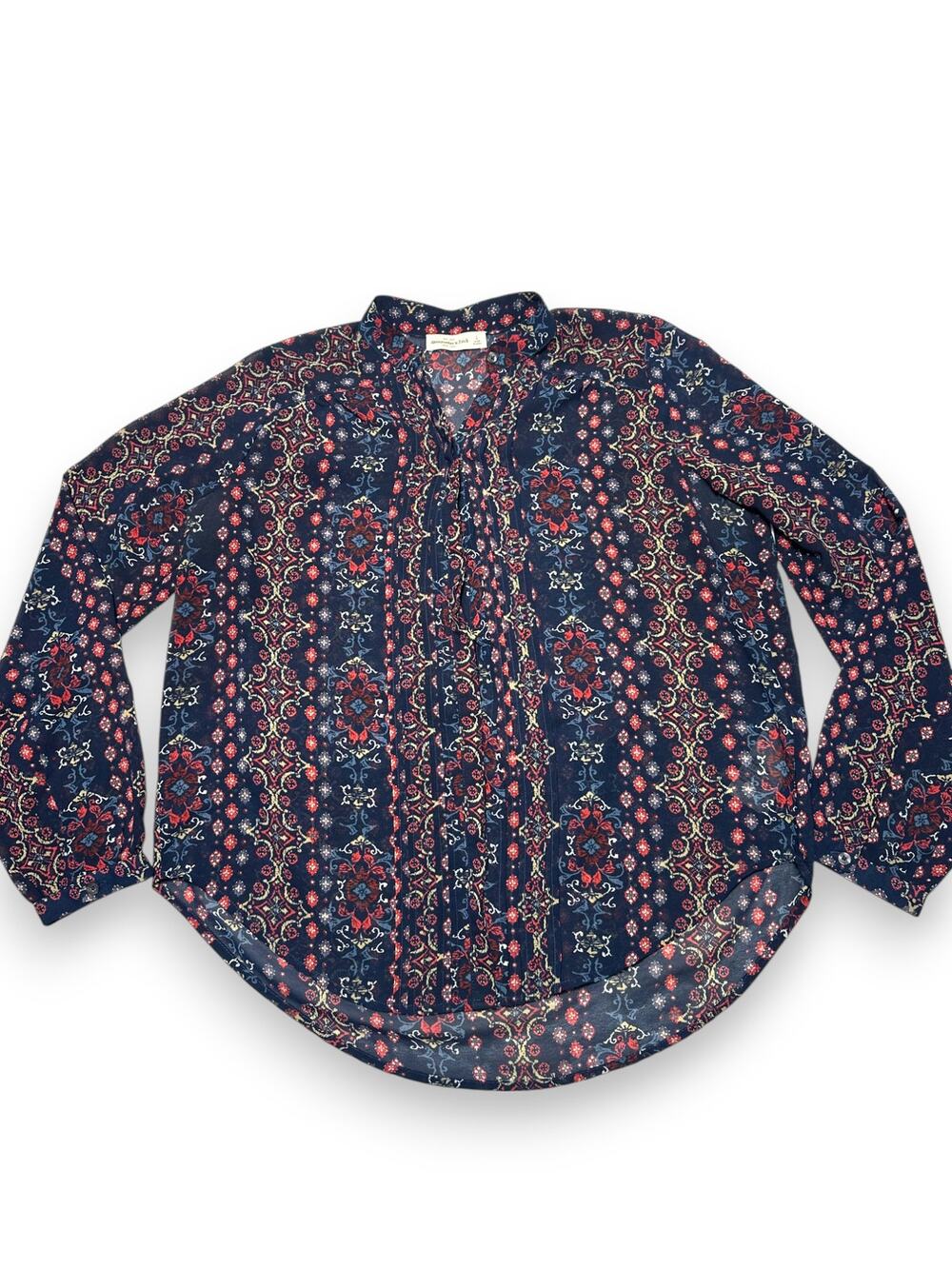 Abercrombie & Fitch Boho Pattern Print Blue/Red Blouse Size Large
